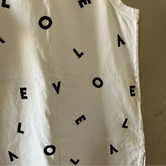 Current/Elliott White Tank Top with Black Print Love Size 1 - Picture 4 of 12
